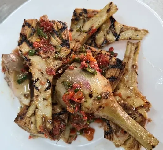 A picture of Artichoke Halves w/ stems, Grilled & Marinated 3/2.2lb