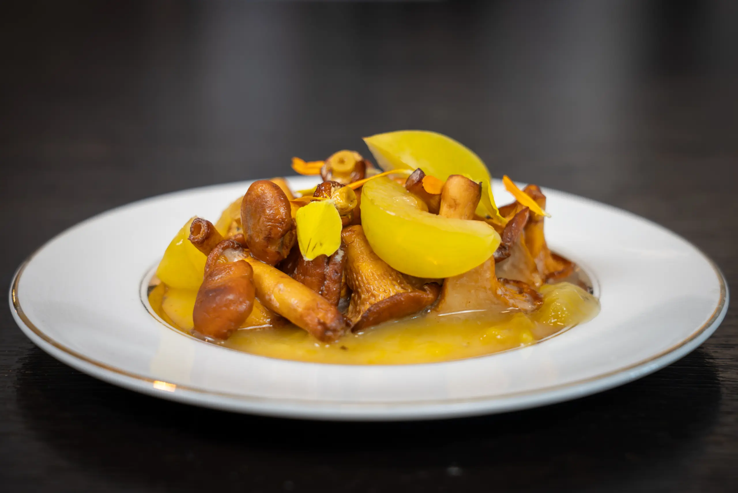 A picture of SAUTÉED CHANTERELLES WITH PLUM GASTRIQUE