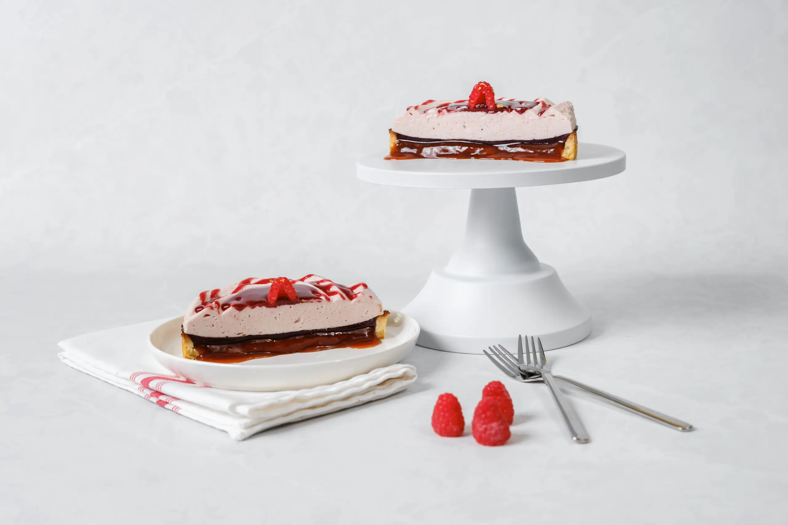 A picture of Raspberry Caramel & Mousse Tartlet