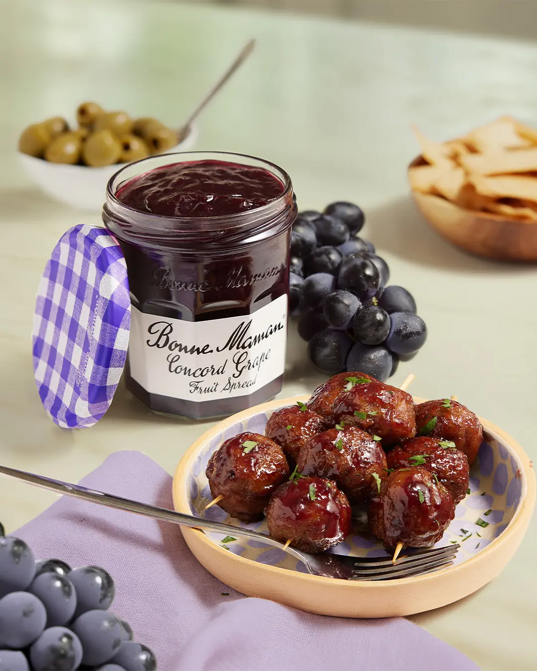 Meatballs Glazed with Bonne Maman Concord Grape