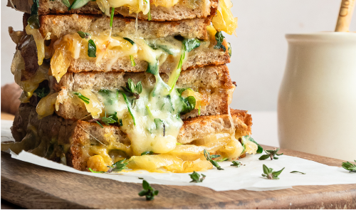 Grilled Cheese with Caramelized Onions and Honey Mustard