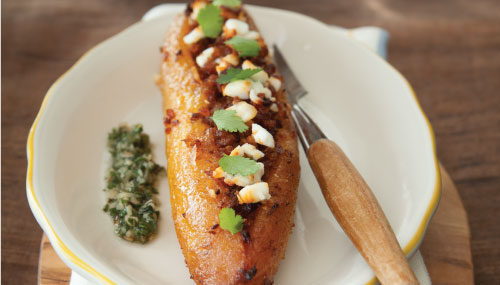 Chorizo and Goat Cheese Stuffed Plantains